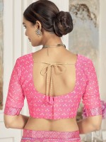 Pink Chiffon Printed Saree